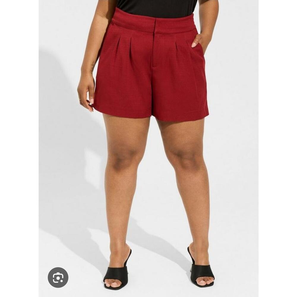 Torrid Wide Leg Studio‎ Pique Shorts Plus Size 26 Red Pockets